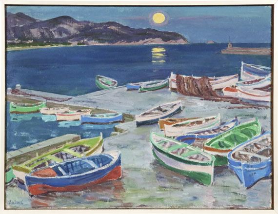 Arnold Balwé - Fischerboote am Abend (Marina di Campo, Insel Elba) - Frame image