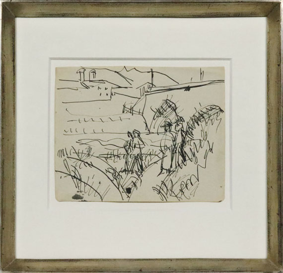 Ernst Ludwig Kirchner - Spaziergänger bei einer Brücke - Frame image