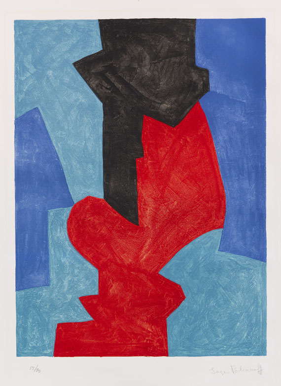 Serge Poliakoff - Composition bleue, rouge et noire