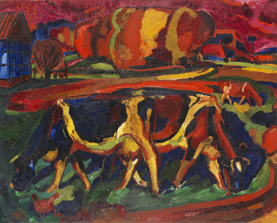 Peter August Böckstiegel - Landschaft mit Kühen