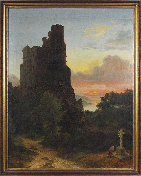 Josef Winkelirer - Romantische Landschaft mit Burg - Frame image