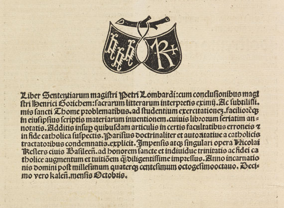  Petrus Lombardus - Sententiarum libri. 1488 - 