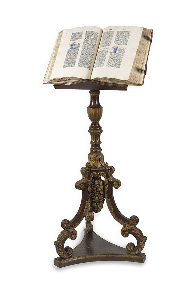  Biblia latina - Sensenschmidt-Bibel, mit Barock-Buchständer. - 