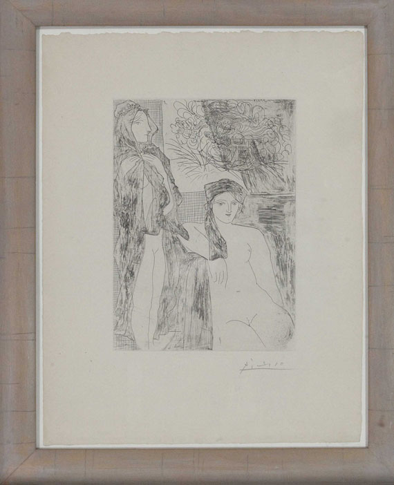 Pablo Picasso - Femme au voile, modèle assis et tête de Rembrand - Frame image
