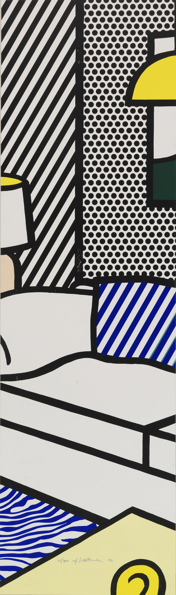Roy Lichtenstein - Wallpaper with Blue Floor Interior - 
