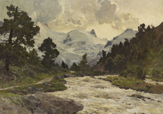 Edward Harrison Compton - Landschaft mit reißendem Bergbach