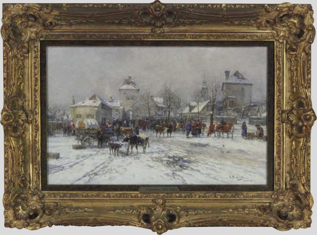 Karl Stuhlmüller - Viehmarkt im Winter - Frame image