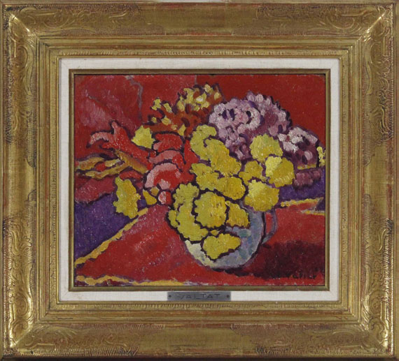 Louis Valtat - Fleurs jaunes, draperie rouge - Frame image