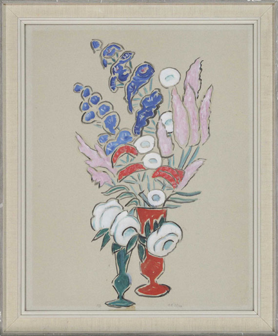 Gabriele Münter - Blumenstillleben mit roter und grüner Vase - Frame image