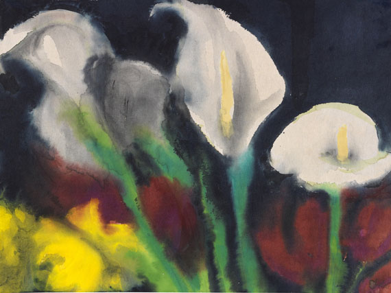 Emil Nolde - Weiße Calla über roten und gelben Blüten