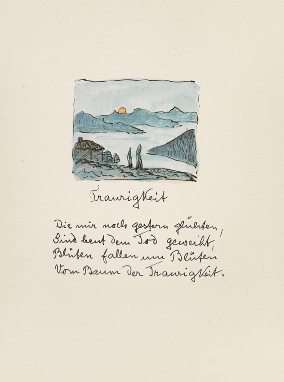Hermann Hesse - 12 Gedichte. Originalmanuskript mit Aquarellen - 