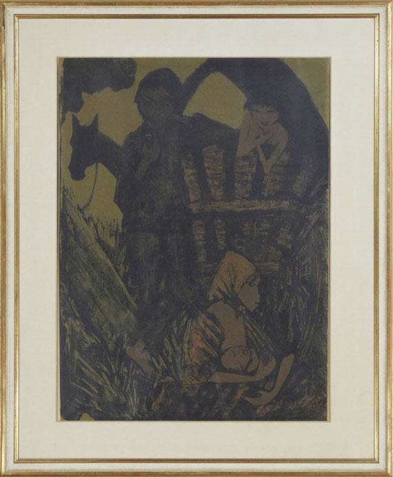 Otto Mueller - Zigeunerfamilie am Planwagen - Frame image