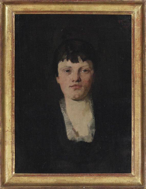 Wilhelm Trübner - Mädchen mit viereckigem Halsausschnitt - Frame image