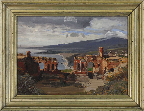 Carl Wuttke - Blick vom antiken Theater in Taormina auf den Ätna - Frame image