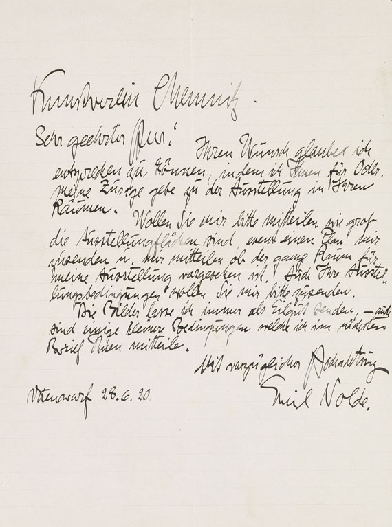 Emil Nolde - Brief, 28. Juni 1920 u. Brief von Ada Nolde (27.10.1920)