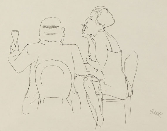 George Grosz - Im Café / Sitzende im Profil