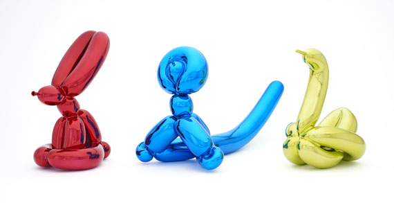 Jeff Koons - Balloon Swan (Yellow). Balloon Rabbit (Red). Balloon Monkey (Blue)