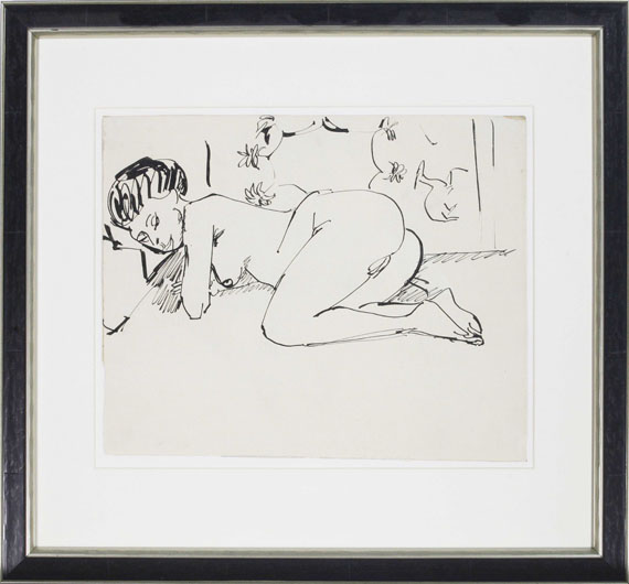 Ernst Ludwig Kirchner - Liegender Mädchenakt (Akt vor Wandbehang) - Frame image