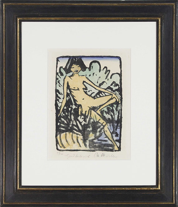 Otto Mueller - Am Ufer sitzendes Mädchen (Sitzendes Mädchen in Landschaft) - Frame image