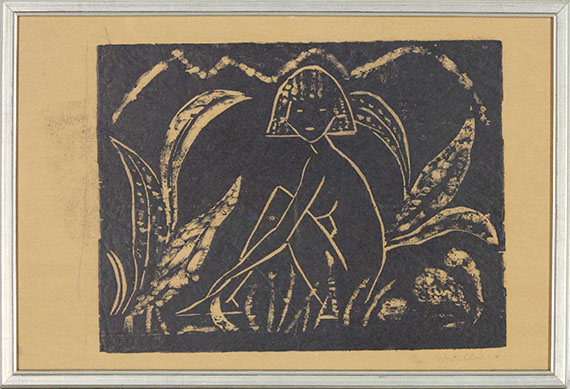 Otto Mueller - Mädchen zwischen Blattpflanze - Frame image