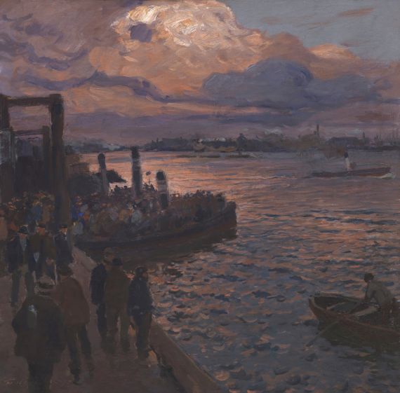 Friedrich Kallmorgen - Hamburger Hafen im Abendlicht