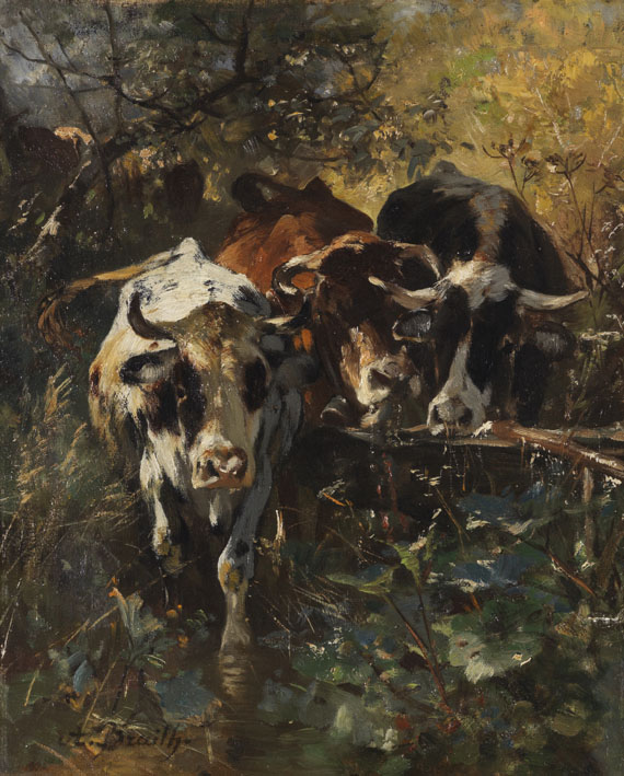 Anton Braith - Kühe in der Waldweide
