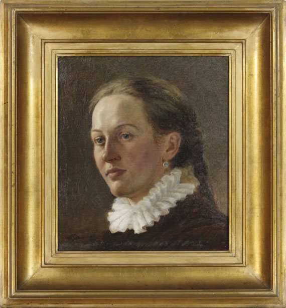 Wilhelm Trübner - Porträt einer jungen Frau - Frame image