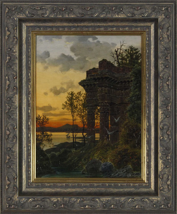 Ferdinand Knab - Abendliche Ruinenlandschaft - Frame image