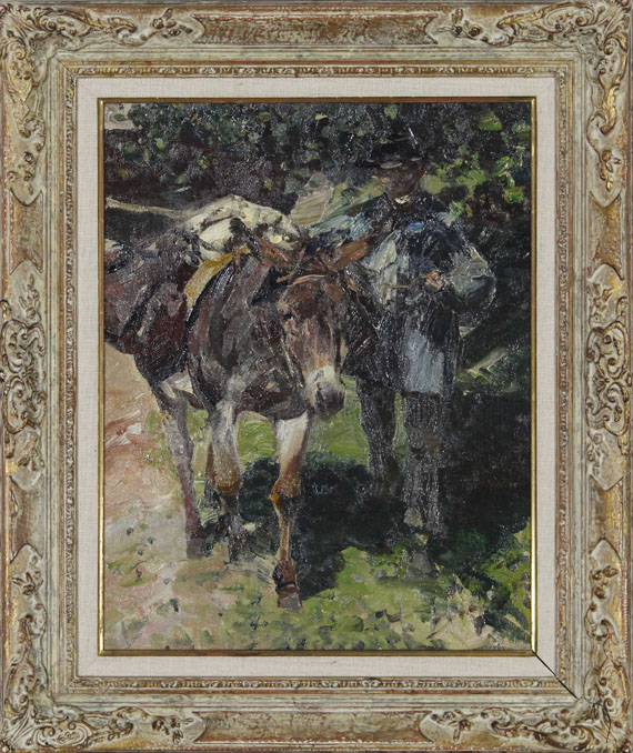 Heinrich von Zügel - Esel mit Treiber - Frame image