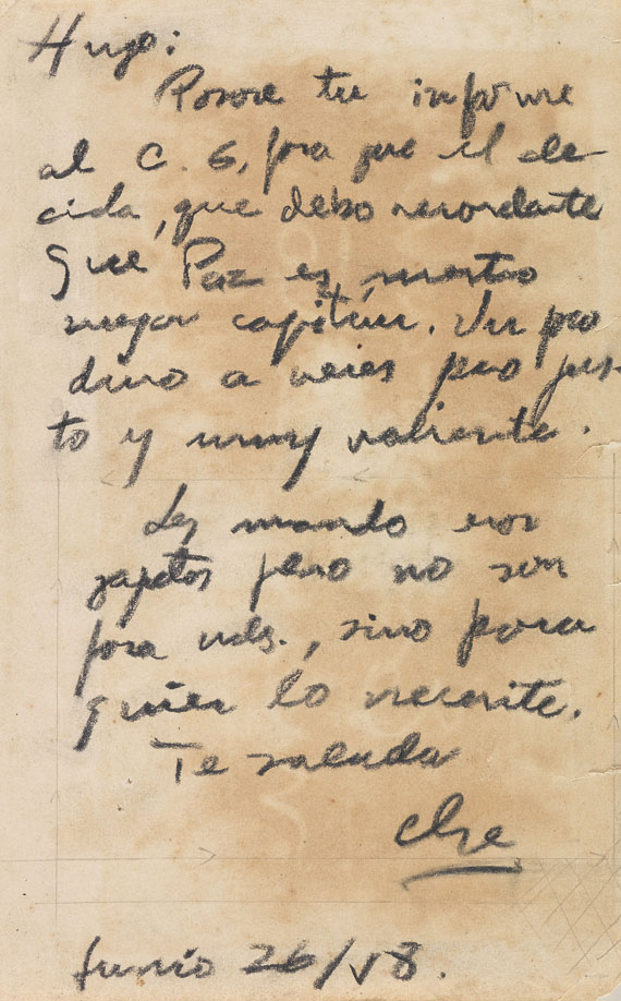 Che Guevara - Eigenhändiger Brief, 1958