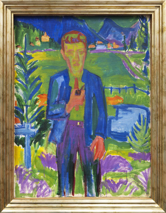 Hermann Scherer - Paar in der Landschaft (recto), Porträt eines Mannes mit einer Pfeife (verso) - Frame image