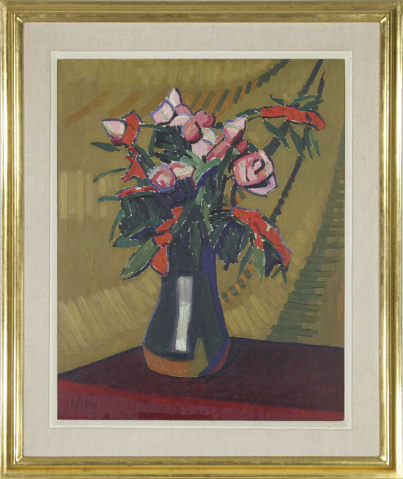 Auguste Francois Julien Herbin - Roses dans un vase - Frame image