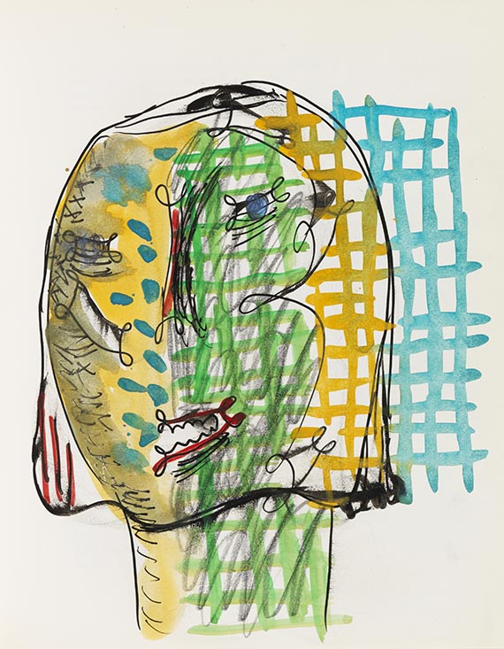 Markus Lüpertz - Homo homini lupus. Ausstellungskatalog mit 4 Orig.-Zeichnungen