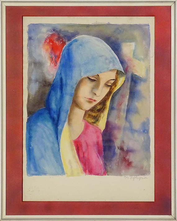Rudolf Schlichter - Frau mit blauem Umhang/Madonna - Frame image