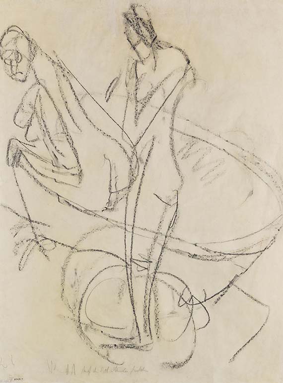 Ernst Ludwig Kirchner - Auf dem Bett sitzendes Mädchen - 
