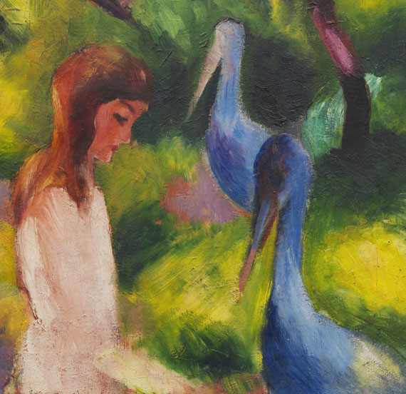 August Macke - Mädchen mit blauen Vögeln (Kind mit blauen Vögeln) - 