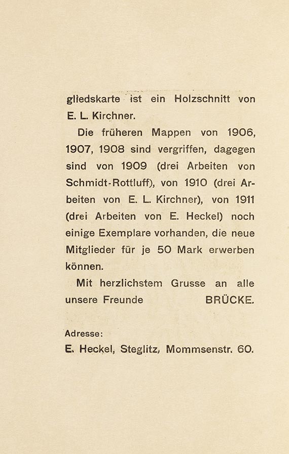 Erich Heckel - und Ernst Ludwig Kirchner  – Jahresbericht von 1911/12 - 