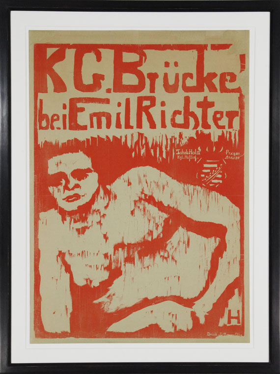 Erich Heckel - Plakat für die Ausstellung der K.G. "Brücke" bei Emil Richter - Frame image