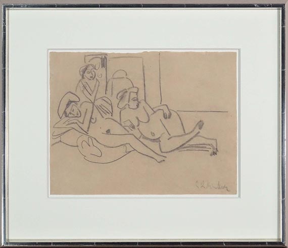 Ernst Ludwig Kirchner - Zwei liegende Akte und eine Sitzende - Frame image