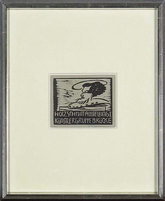 Hermann Max Pechstein - Einladungskarte II: "Holzschnitt = Ausstellung I der Künstlergruppe Brücke" - Frame image