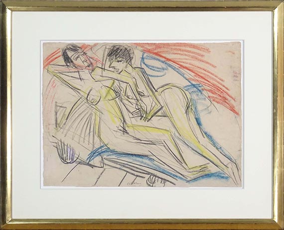 Ernst Ludwig Kirchner - Zwei nackte Mädchen auf dem Bett - Frame image