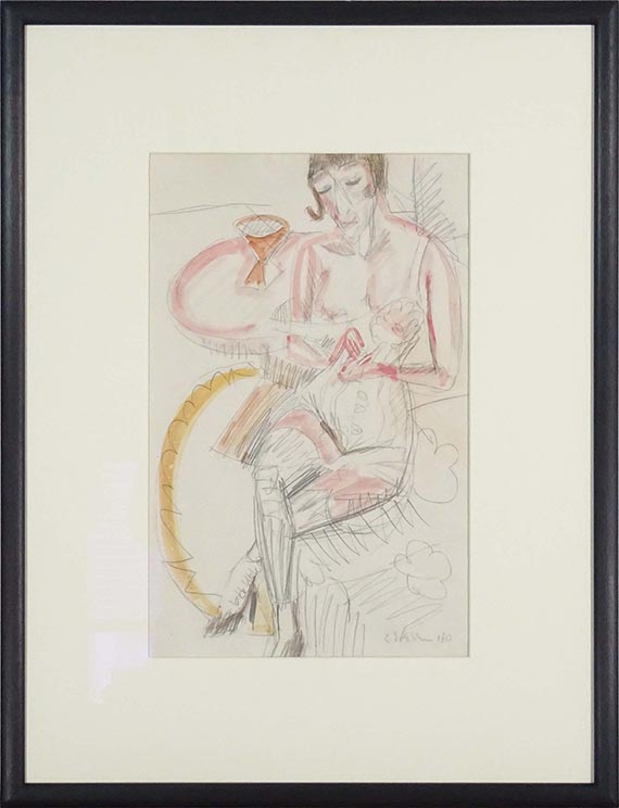 Ernst Ludwig Kirchner - Sitzende Frau in Corsett - Frame image