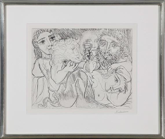 Pablo Picasso - Marie-Thérèse rêvant de métamorphoses (Minotaure, buveur et femmes) - Frame image