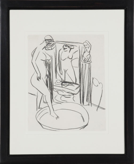 Ernst Ludwig Kirchner - Akt vor Spiegel, in Tub steigend - Frame image
