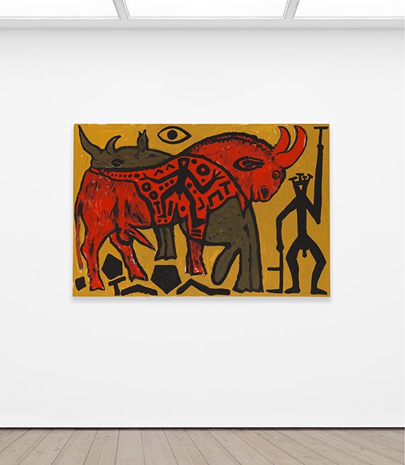 A. R. Penck (d.i. Ralf Winkler) - Stier und Nashorn verrückt - 