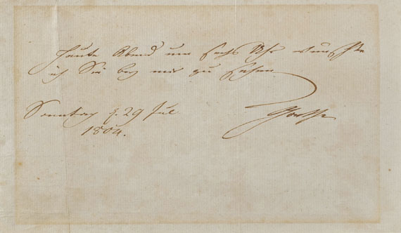 Johann Wolfgang von Goethe - Eigh. Billet m. U.