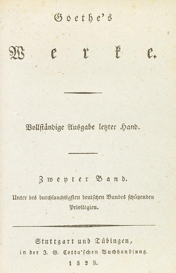 Johann Wolfgang von Goethe - Werke. Ausgabe l. Hd. + 1 Beigabe (Ein Mann von fünfzig Jahren, 1922)