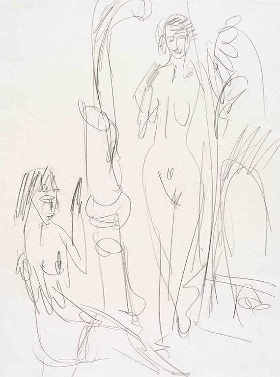 Ernst Ludwig Kirchner - Sitzender und stehender Akt am Ofen
