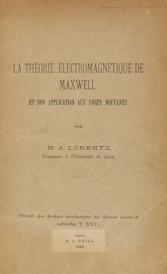 Hendrik Antoon Lorentz - La théorie électromagnetique de Maxwell