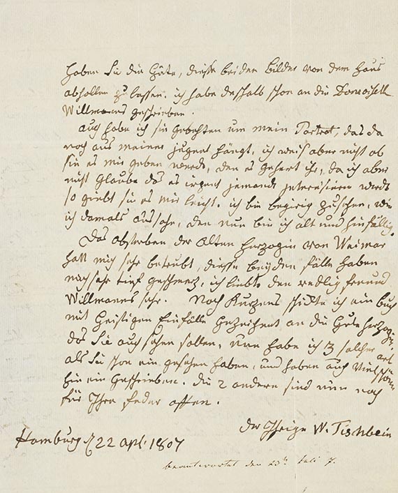 Johann Heinrich Wilhelm Tischbein - 2 Briefe (1 eigenhändig) und 1 Adress-Abschnitt